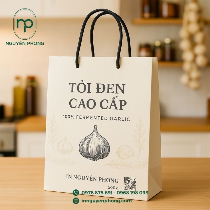 Mẫu túi giấy đựng tỏi đen đơn giản